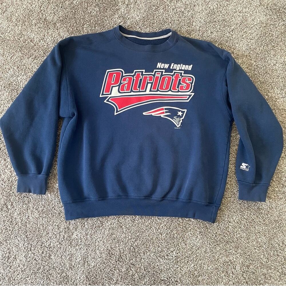 Vintage 1995 Starter Made USA Blue NFL New England Patriots Pullover Sweatshirt